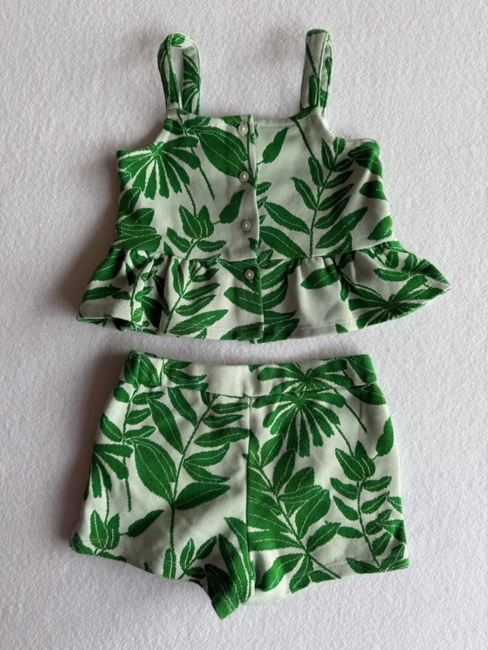Janie and Jack Palm Leaf Top Shorts Set Girls Size 3T Summer Beachy
